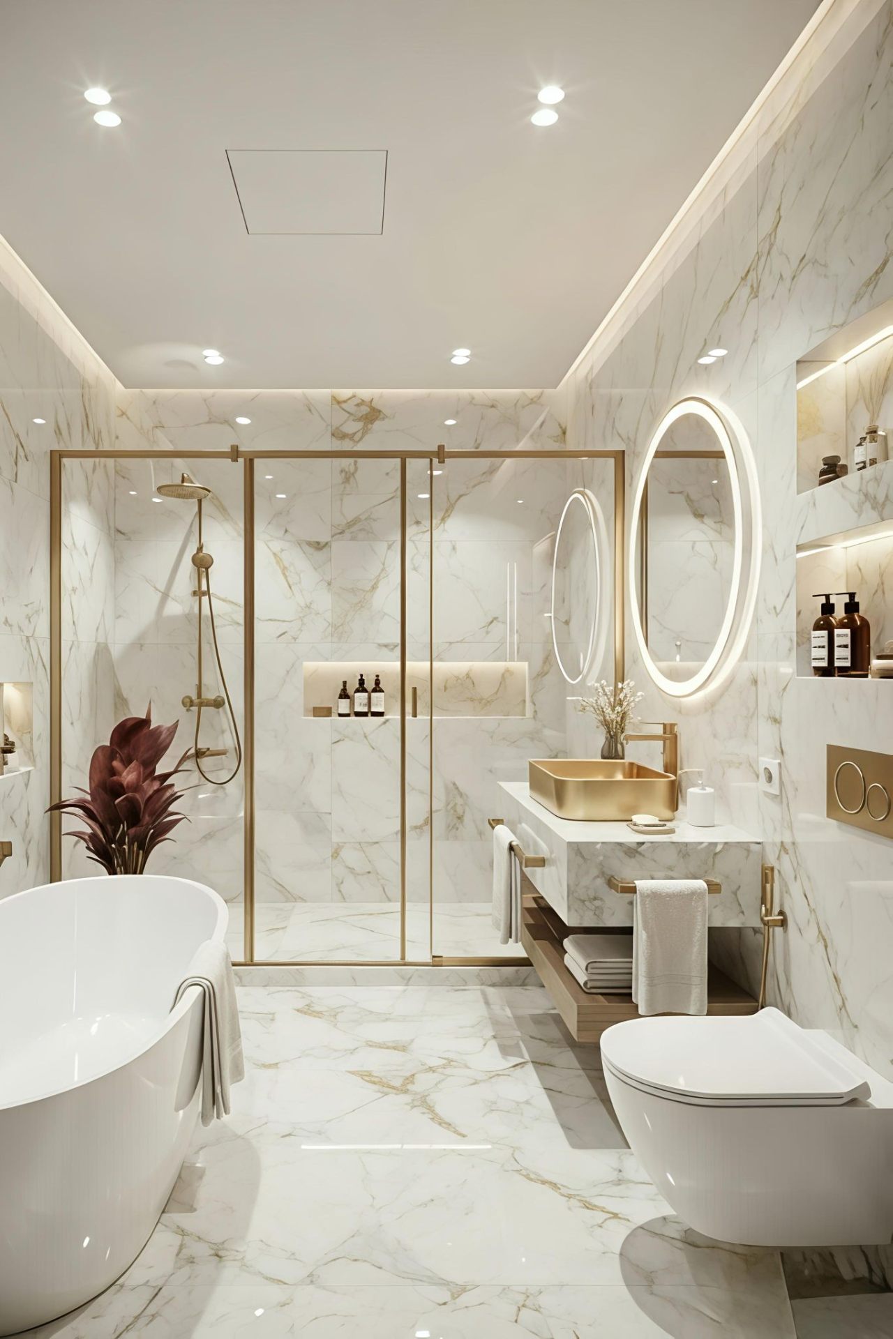 Modern remodeled bathroom with walk-in shower