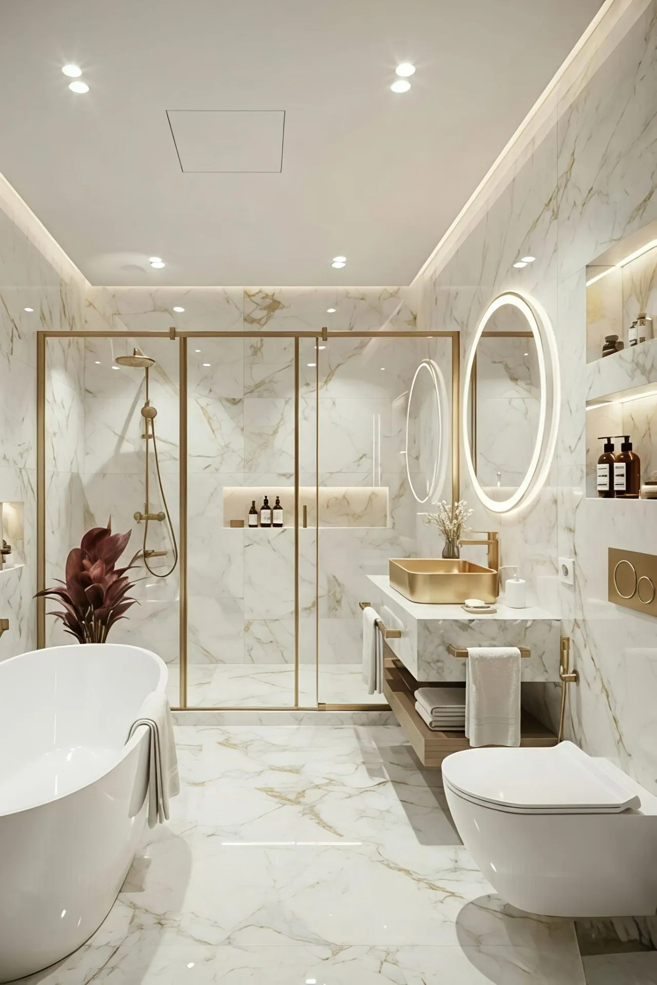 Modern remodeled bathroom with walk-in shower